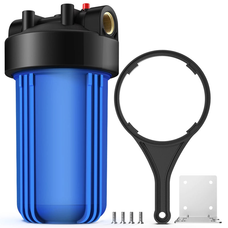 SimPure Whole House Water Filter Housing (DB10P), 10" x 4.5" Sediment Carbon Filter Universal Housing, Pre-Filtration System for Well and City Water, 1" NPT Port, Pressure Release - Image 1